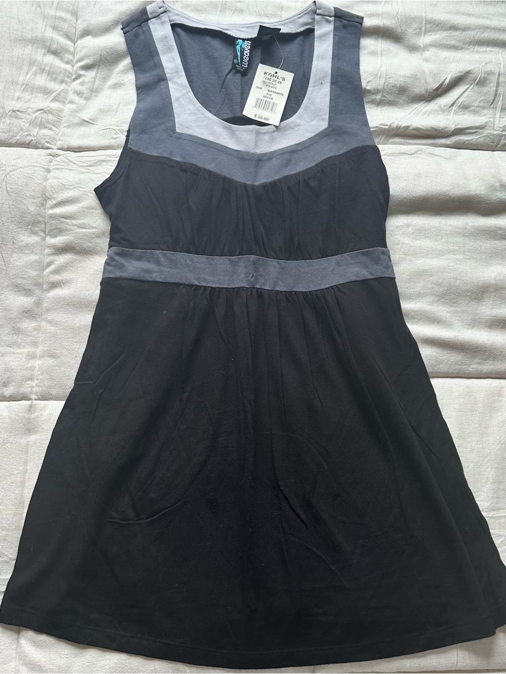 Weavers Black Tank Top Dress with Gray Trim